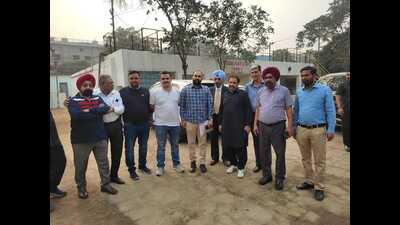 The Haryana State Pollution Control Board team which was in the city as part of a study tour on Saturday. (HT Photo)