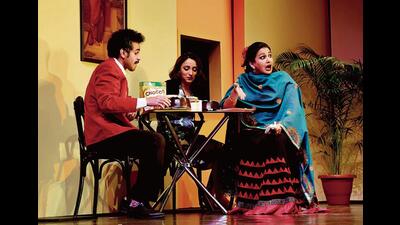 A scene from the play, Mera Pati Salman Khan, which is a farcical comedy by Delhi-based Navras Natya Sansthan. A scene from the play, Mera Pati Salman Khan, which is a farcical comedy by Delhi-based Navras Natya Sansthan.