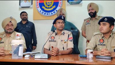 Police commissioner Kaustubh Sharma addressing the media after arrest of the accused, in Ludhiana on Saturday. (HT Photo) Police commissioner Kaustubh Sharma addressing the media after arrest of the accused, in Ludhiana on Saturday. (HT Photo)