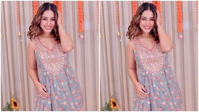 Hina shared the photoshoot with the caption, "Every day is a new day...Do whatever makes you happy." Her ensemble is from the shelves of the celebrity's favourite clothing label, Gopi Ved Designs. (Instagram) Hina shared the photoshoot with the caption, "Every day is a new day...Do whatever makes you happy." Her ensemble is from the shelves of the celebrity's favourite clothing label, Gopi Ved Designs. (Instagram)
