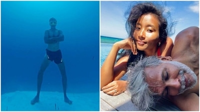 Milind Soman's new free diving video gets a compliment from Ankita Konwar. (Instagram) Milind Soman's new free diving video gets a compliment from Ankita Konwar. (Instagram)