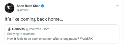 SRK's reply to a Twitter user. (Twitter/@iamsrk)
