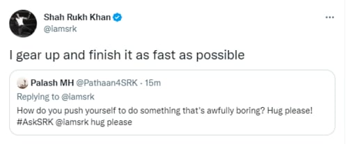 SRK's reply to a Twitter user. (Twitter/@iamsrk)