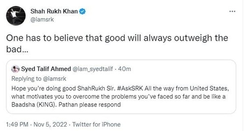 A fan asked what motivates him to overcome the problems he has 'faced so far'.
