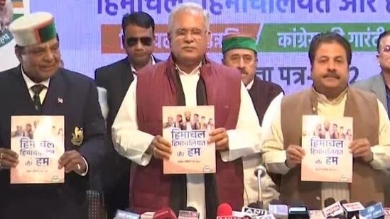 Congress releases manifesto for Himachal Pradesh assembly elections. (Screengrab)