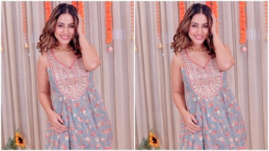 Hina shared the photoshoot with the caption, "Every day is a new day...Do whatever makes you happy." Her ensemble is from the shelves of the celebrity's favourite clothing label, Gopi Ved Designs. (Instagram)
