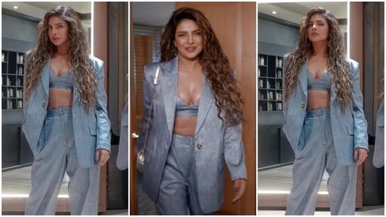 Desi Girl Priyanka Chopra serves a sultry boss babe look in a bralette and pantsuit set. (Instagram)