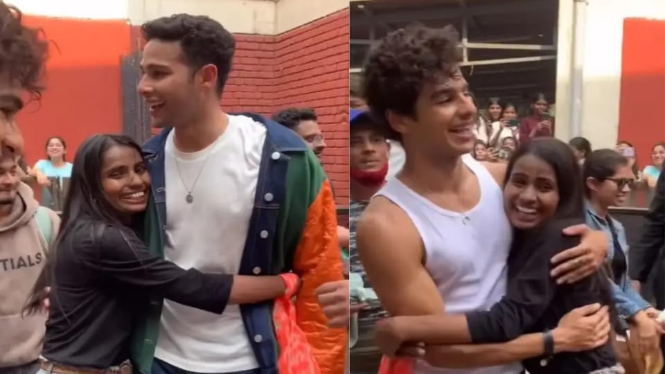 Siddhant Chaturvedi and Ishaan Khatter meet a fan while promoting Phone Bhoot.