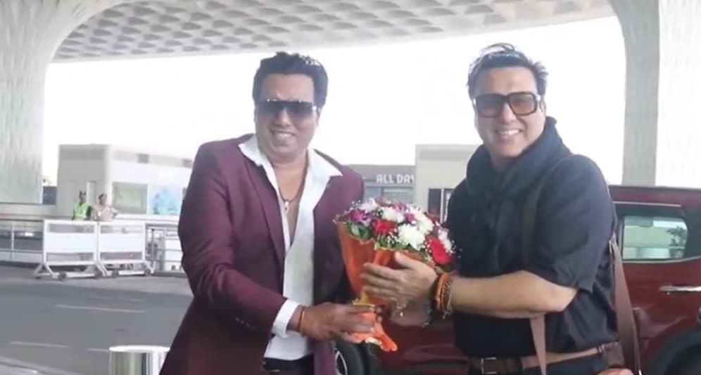 Govinda with his doppelganger in Mumbai. Govinda with his doppelganger in Mumbai.