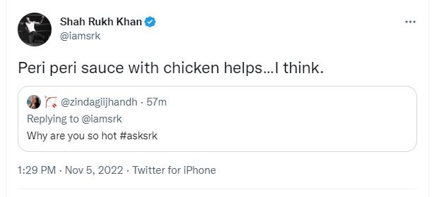 Shah Rukh Khan interacted with his fans on Twitter.