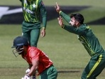 Pakistan's Shadab Khan appeals for the wicket of Bangladesh's Shakib Al Hasan Pakistan's Shadab Khan appeals for the wicket of Bangladesh's Shakib Al Hasan