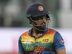 Sri Lanka's Danushka Gunathilaka reacts as he walks off the field(AP) Sri Lanka's Danushka Gunathilaka reacts as he walks off the field(AP)
