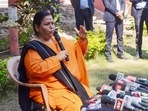Uma Bharti clarified that she took sanyas in 1992.(PTI) Uma Bharti clarified that she took sanyas in 1992.(PTI)