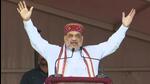 Union home minister Amit Shah addresses a public meeting for the upcoming Himachal Pradesh assembly elections, at Nagrota Bagwan, in Kangra. (ANI)