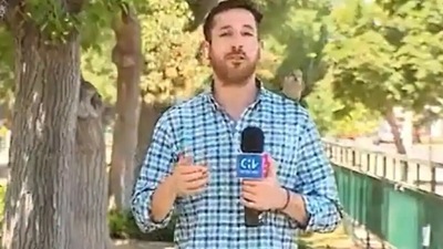 Chile: Nicolas Krumm was live on air for the Chilevision channel. (Twitter) Chile: Nicolas Krumm was live on air for the Chilevision channel. (Twitter)