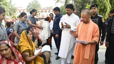 Uttar Pradesh chief minister Yogi Adityanath at the Janata Darshan programme in Gorakhpur on Sunday. (HT PHOTO) Uttar Pradesh chief minister Yogi Adityanath at the Janata Darshan programme in Gorakhpur on Sunday. (HT PHOTO)