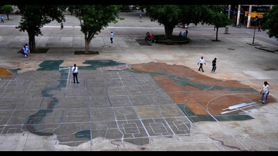 A 30x30 metre map of Chandigarh, which is being engraved in front of Neelam Theatre using metal, stone and concrete, is in the works since 2019. (Ravi Kumar/HT) A 30x30 metre map of Chandigarh, which is being engraved in front of Neelam Theatre using metal, stone and concrete, is in the works since 2019. (Ravi Kumar/HT)