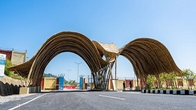 Architectural marvel Great Hornbill gate to welcome guests at Donyi Polo Airport (ANI photo) Architectural marvel Great Hornbill gate to welcome guests at Donyi Polo Airport (ANI photo)