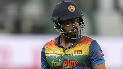 Sri Lanka's Danushka Gunathilaka reacts as he walks off the field (AP) Sri Lanka's Danushka Gunathilaka reacts as he walks off the field (AP)