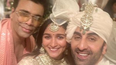Karan Johar with Alia Bhatt and Ranbir Kapoor. Karan Johar with Alia Bhatt and Ranbir Kapoor.