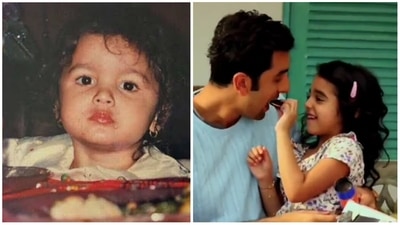 A childhood picture of Alia Bhatt (left), Ranbir Kapoor with a child actor in a commercial (right). A childhood picture of Alia Bhatt (left), Ranbir Kapoor with a child actor in a commercial (right).