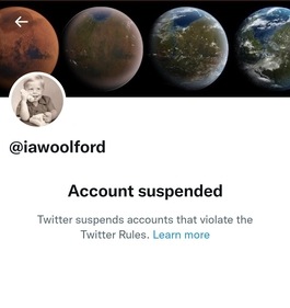 The account was suspended later on Saturday.