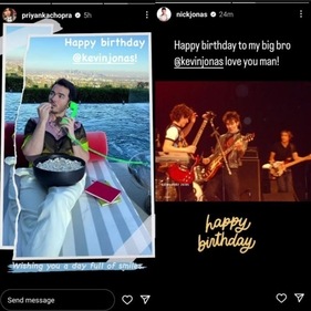 Priyanka and Nick wished Kevin with throwback pictures along with a note. Priyanka and Nick wished Kevin with throwback pictures along with a note.
