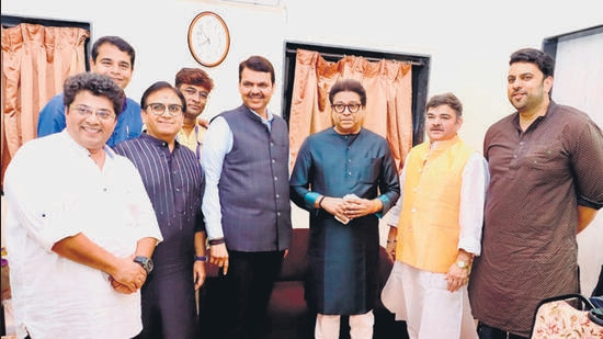 Raj, Fadnavis and Shinde meet again, this time for Damle Raj, Fadnavis and Shinde meet again, this time for Damle