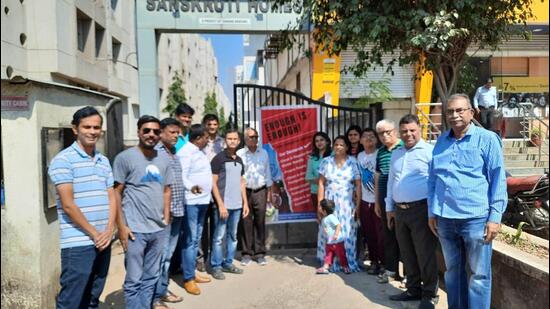 Members of Balewadi Residency Cooperative Housing Federation Limited . (HT PHOTO)