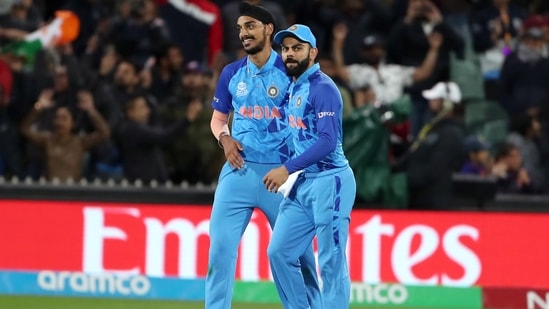 India vs Zimbabwe T20 Highlights: Arshdeep Singh celebrates after picking a wicket with Virat Kohli