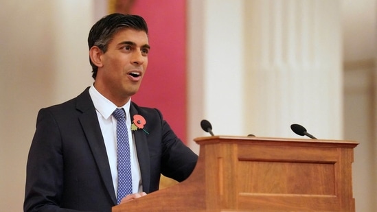 Rishi Sunak: UK Prime Minister Rishi Sunak delivers a speech.(Reuters)