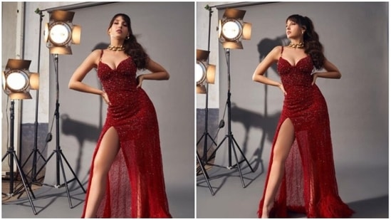 Nora Fatehi is slaying it like a queen. The actor, who is an absolute fashionista, keeps sharing snippets from her fashion diaries on her Instagram profile on a regular basis. Be it a gown or the six yards of grace, Nora can make any ensemble look better. On Sunday, Nora made our day better with a slew of pictures of herself looking stunning in a red sequined gown.(Instagram/@norafatehi)