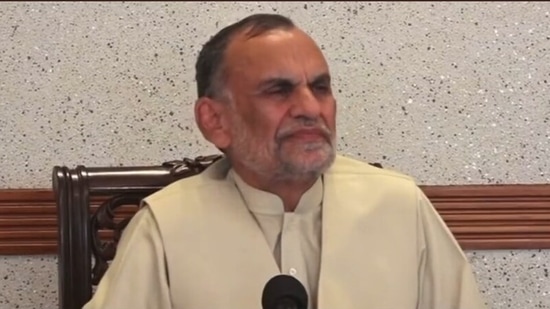 PTI leader Azam Khan Swati during the press conference.(@PTIofficial/ Twitter)