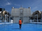 A worker walks towards the particle filter on the upper deck of the ferry Piana docked in Marseille harbour. (AFP) A worker walks towards the particle filter on the upper deck of the ferry Piana docked in Marseille harbour. (AFP)