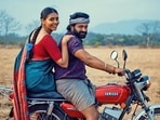 Rishab Shetty and Sapthami Gowda in a still from Kantara. Rishab Shetty and Sapthami Gowda in a still from Kantara.