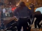 Screen grabbed from the video. While the viral video shows four women attacking the victim, the FIR has so far named only three of them.