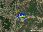 A cloud of methane near a waste site in India. (Source: GHGSat via Bloomberg) A cloud of methane near a waste site in India. (Source: GHGSat via Bloomberg)