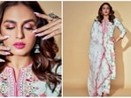 Actor Huma Qureshi's days are currently packed with multiple promotions for her recently-released film Double XL with her co-stars Sonakshi Sinha, Zaheer Iqbal and Mahat Raghavendra. The actress is recently seen decked up in a beautiful floral kurta, matching pants and sheer dupatta. (Instagram/@ iamhumaq)