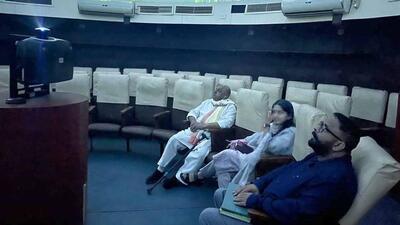 MLA Gurpreet Gogi, MC commissioner Shena Aggarwal and zonal commissioner Jasdev Sekhon inspecting the planetarium in Ludhiana. It expected to reopen this Childrens’ Day. (HT PHOTO)