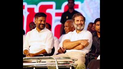 Congress leader Rahul Gandhi addresses a rally at Menur village of Kamareddy district. Congress leader Rahul Gandhi addresses a rally at Menur village of Kamareddy district.