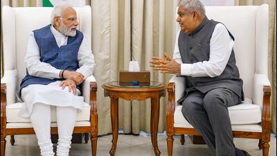 Vice President Jagdeep Dhankhar (right) with Prime Minister Narendra Modi in New Delhi. (PTI Photo) Vice President Jagdeep Dhankhar (right) with Prime Minister Narendra Modi in New Delhi. (PTI Photo)