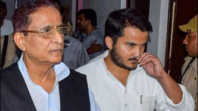 Senior Samajwadi Party leader Azam Khan (left) with son Abdullah Azam. (PTI File Photo) Senior Samajwadi Party leader Azam Khan (left) with son Abdullah Azam. (PTI File Photo)
