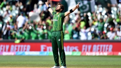 Shaheen Afridi celebrates the dismissal of Taskin Ahmed during the ICC Men's T20 World Cup 2022 Super 12 Group 2 match between Bangladesh and Pakistan. (Pakistan Cricket Twitter) Shaheen Afridi celebrates the dismissal of Taskin Ahmed during the ICC Men's T20 World Cup 2022 Super 12 Group 2 match between Bangladesh and Pakistan. (Pakistan Cricket Twitter)