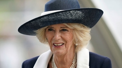 Queen Consort Camilla: Britain's Camilla, the Queen Consort attends the British Champions Day at Ascot Racecourse, in Berkshire, England. (AP)