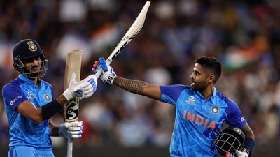 Suryakumar Yadav and Axar Patel leave the field after India's innings against Zimbabwe at the T20 World Cup (AFP) Suryakumar Yadav and Axar Patel leave the field after India's innings against Zimbabwe at the T20 World Cup (AFP)