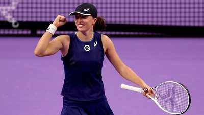 Iga Swiatek of Poland celebrates after defeating Caroline Garcia of France in their Women's Singles Group Stage match during the 2022 WTA Finals, part of the Hologic WTA Tour, at Dickies Arena on November 03, 2022 in Fort Worth, Texas. Matthew Stockman/Getty Images/AFP Iga Swiatek of Poland celebrates after defeating Caroline Garcia of France in their Women's Singles Group Stage match during the 2022 WTA Finals, part of the Hologic WTA Tour, at Dickies Arena on November 03, 2022 in Fort Worth, Texas. Matthew Stockman/Getty Images/AFP