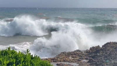 Cyclone In Bahamas: Waves are seen crashing in the cost, in Long Island, Bahamas. (Reuters)