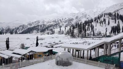 There was fresh snowfall in Gulmarg. (ANI)