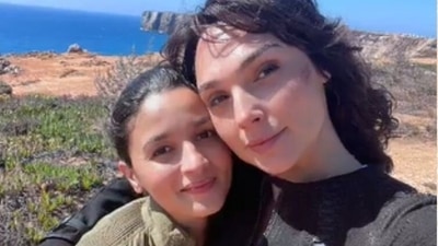Alia Bhatt with Gal Gadot on sets of Heart of Stone. Alia Bhatt with Gal Gadot on sets of Heart of Stone.