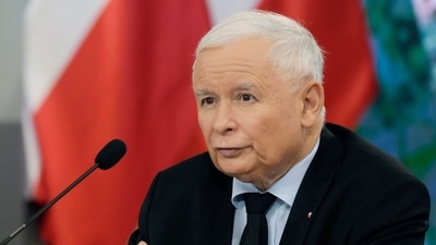 FILE - Jaroslaw Kaczynski, the head of Poland's ruling party Law and Justice, speaks at a news conference in Warsaw, Poland, on Tuesday Oct. 26, 2021. Poland’s ruling party leader has triggered anger and mockery by claiming that the country’s low birthrate is partly caused by overconsumption of alcohol by young women. Opposition politicians and many other critics accused Jaroslaw Kaczynski, a 73-year-old lifelong bachelor, of being out of touch. (AP Photo/Czarek Sokolowski, File) (AP) FILE - Jaroslaw Kaczynski, the head of Poland's ruling party Law and Justice, speaks at a news conference in Warsaw, Poland, on Tuesday Oct. 26, 2021. Poland’s ruling party leader has triggered anger and mockery by claiming that the country’s low birthrate is partly caused by overconsumption of alcohol by young women. Opposition politicians and many other critics accused Jaroslaw Kaczynski, a 73-year-old lifelong bachelor, of being out of touch. (AP Photo/Czarek Sokolowski, File) (AP)
